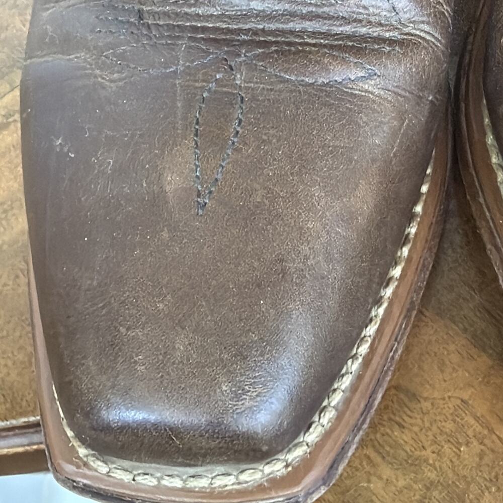 Justin Women's 8.5 Brown Leather Square Toe Western Cowgirl Boots Made in USA - Picture 4 of 10